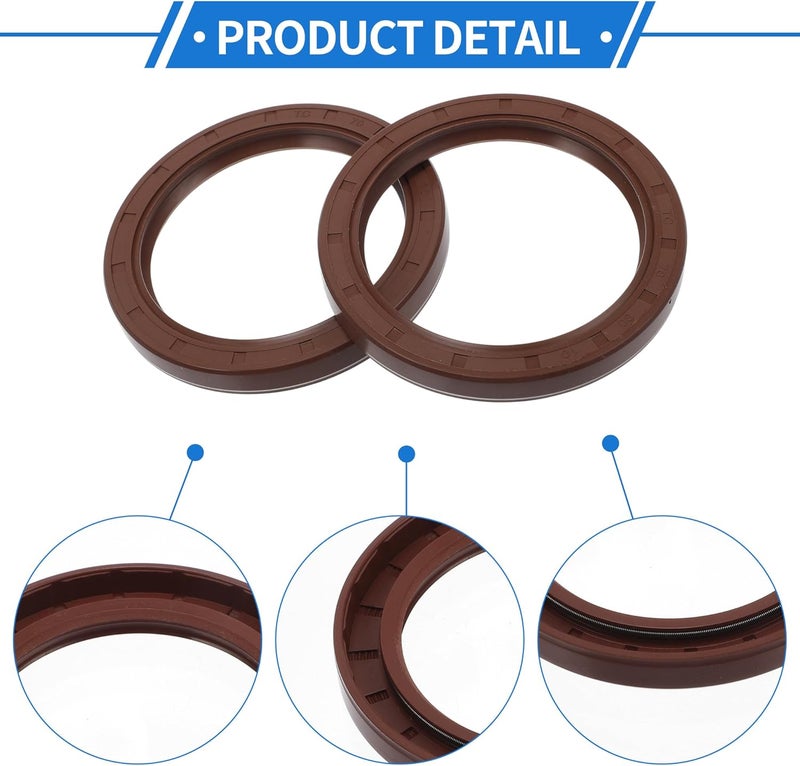 VekAuto Universal Oil Seal TC Double Lip W Steel Spring Seal Ring Rotary Shaft Seal 70x90x10mm High Pressure FKM Rubber Brown 2 Pcs - Image 5